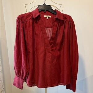 Madewell Rich Red V-Neck Blouse
